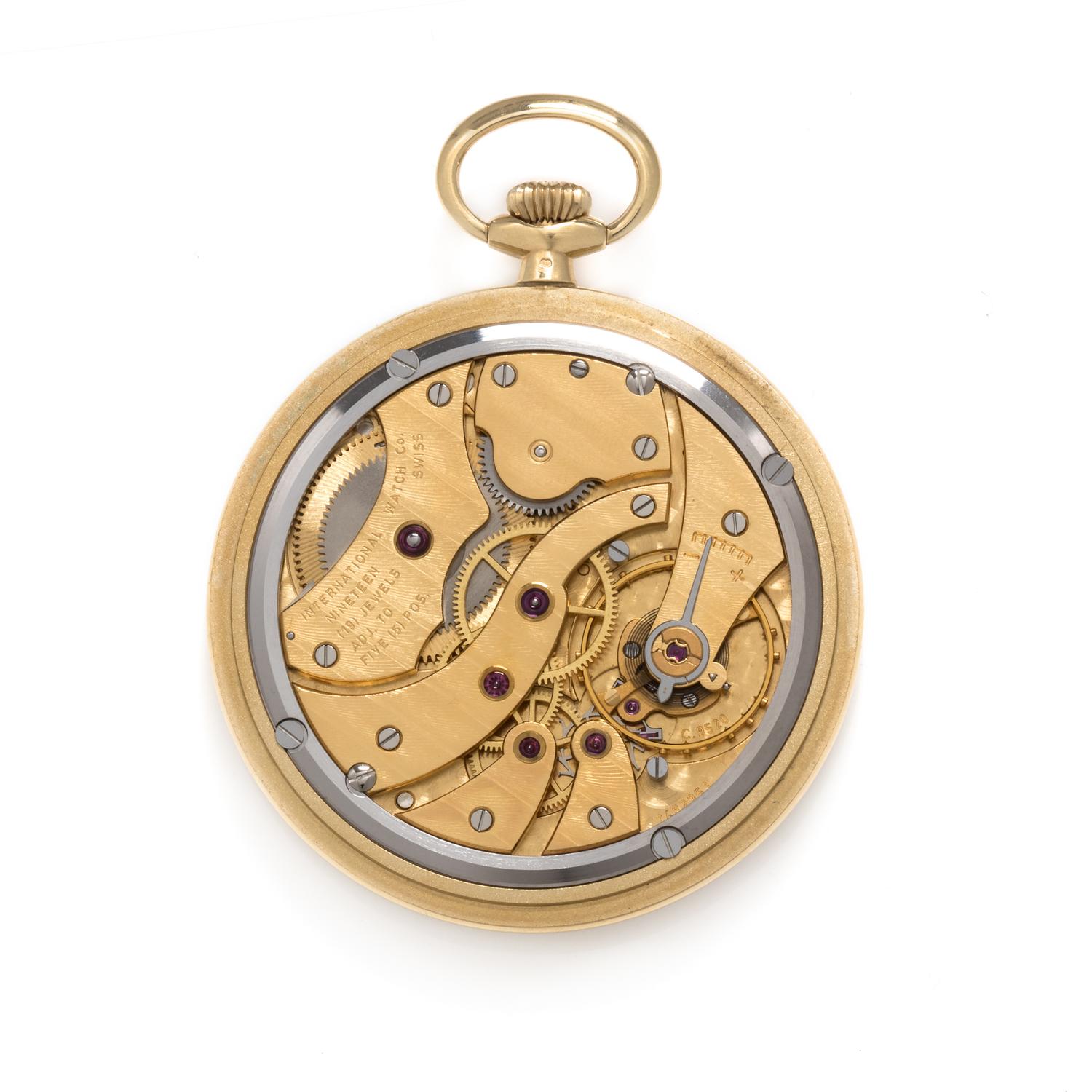 International Watch Co. Schaffhausen, 18K Yellow Gold Open Face Pocket Watch