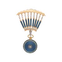 TIFFANY & CO., EDWARDIAN, DIAMOND AND ENAMEL LAPEL WATCH