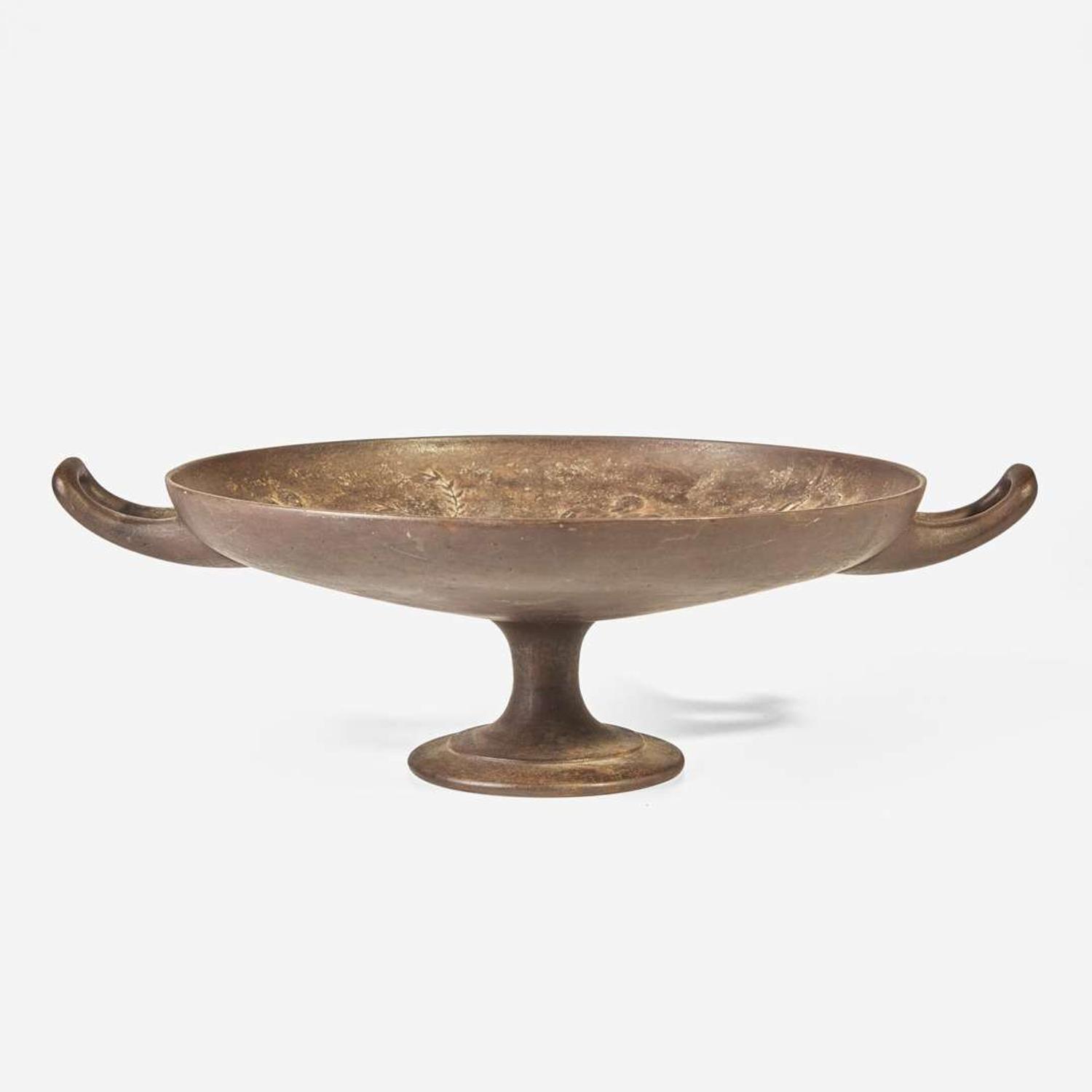 A Victorian Greek Revival cast iron kylix After the original by Edward William Wyon (English, 1811-1885), produced by Art Union of London, dated "1851"