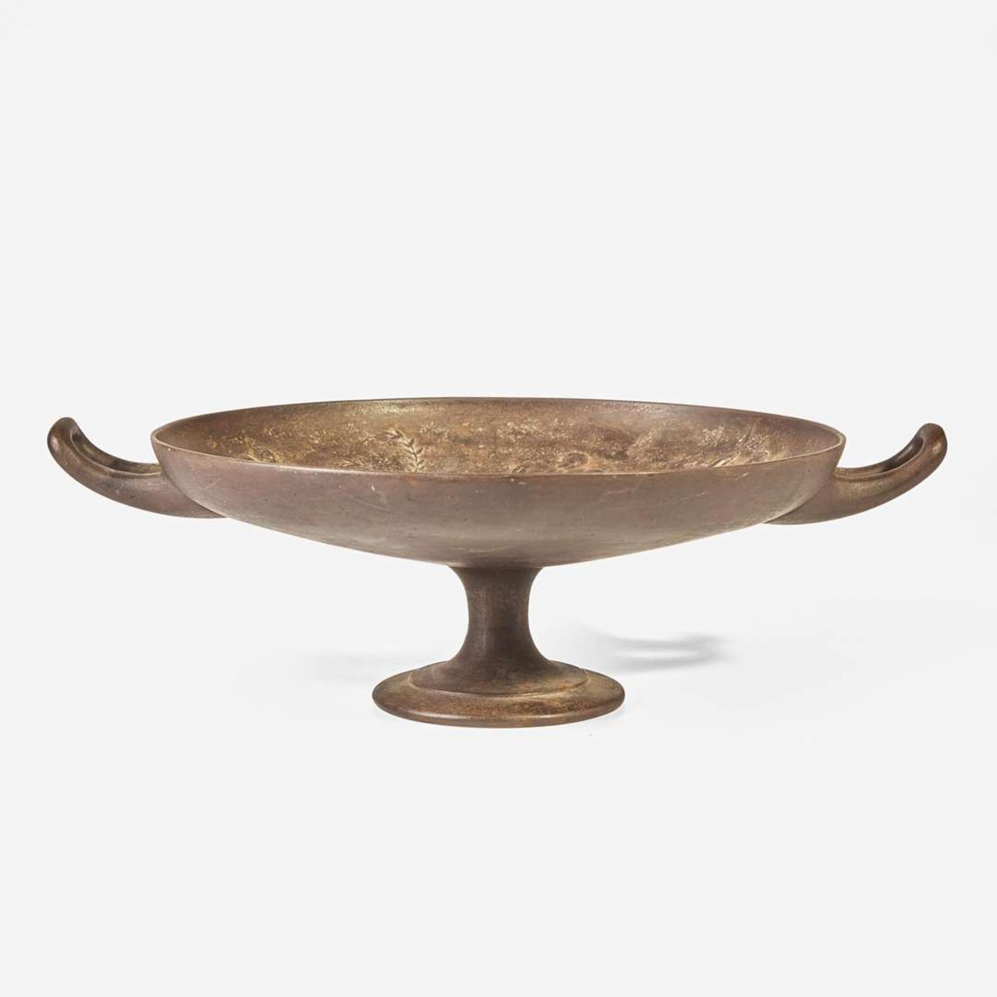 A Victorian Greek Revival cast iron kylix After the original by Edward William Wyon (English, 1811-1885), produced by Art Union of London, dated "1851"