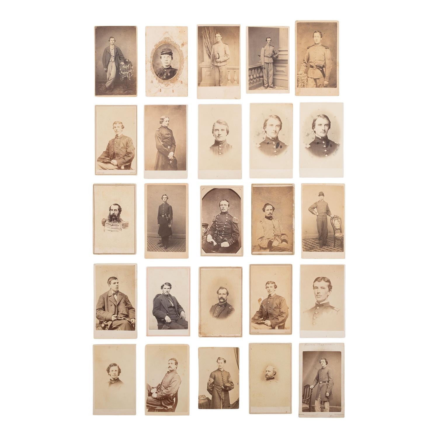 [Civil War] Group of 25 Carte de Visites of Soldiers from Massachusetts