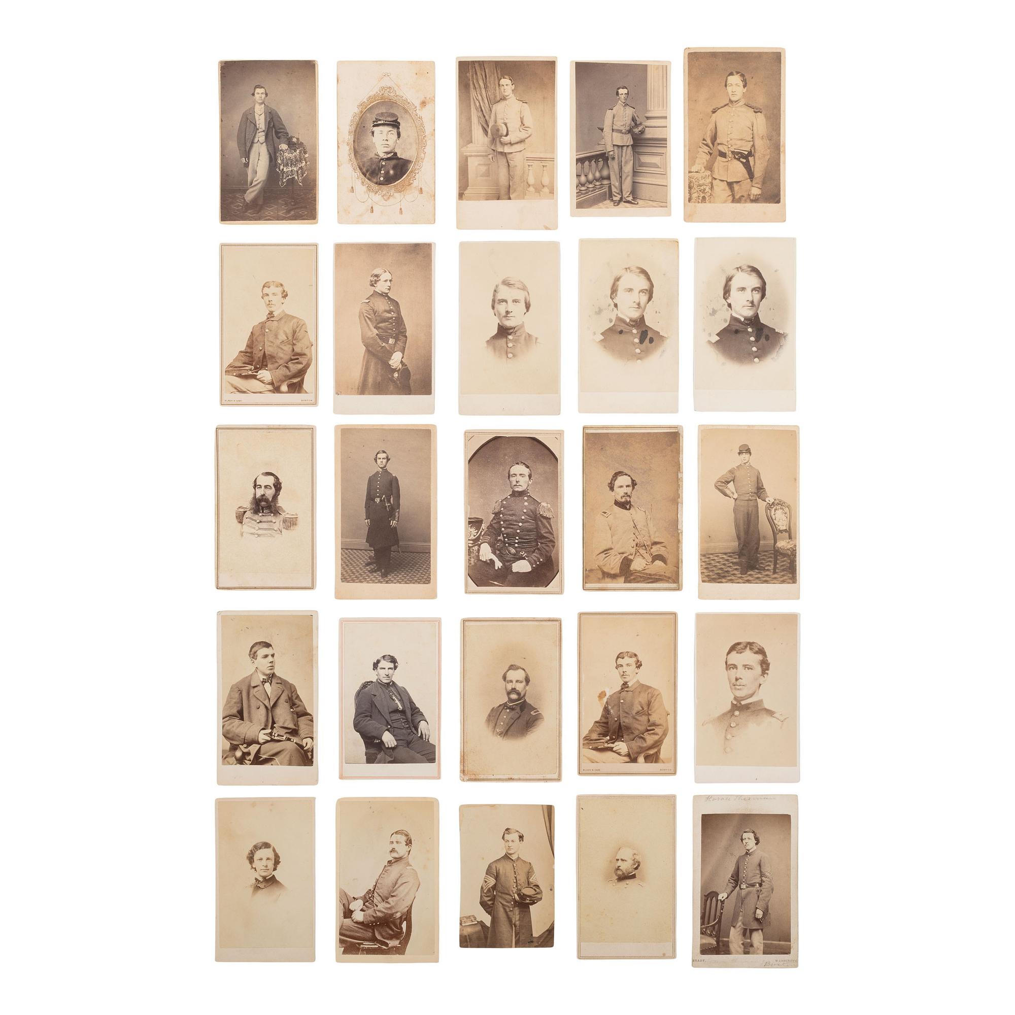 [Civil War] Group of 25 Carte de Visites of Soldiers from Massachusetts