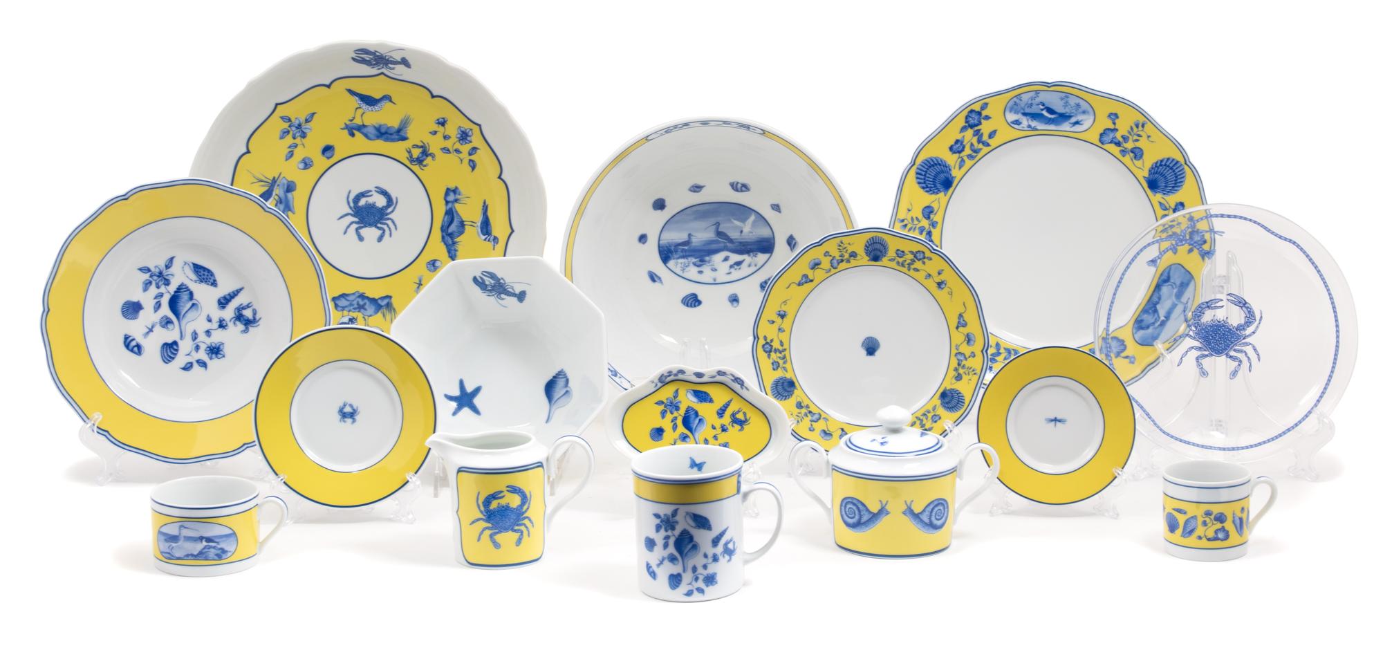 A Large Lynn Chase Costa Assurra Porcelain Service Diameter of dinner plate 11 inches. — 20TH CENTURY