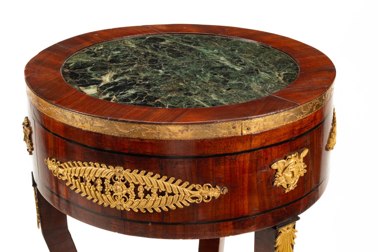 A Pair of Baltic Neoclassical Gilt Bronze Mounted Mahogany and Marble Stands