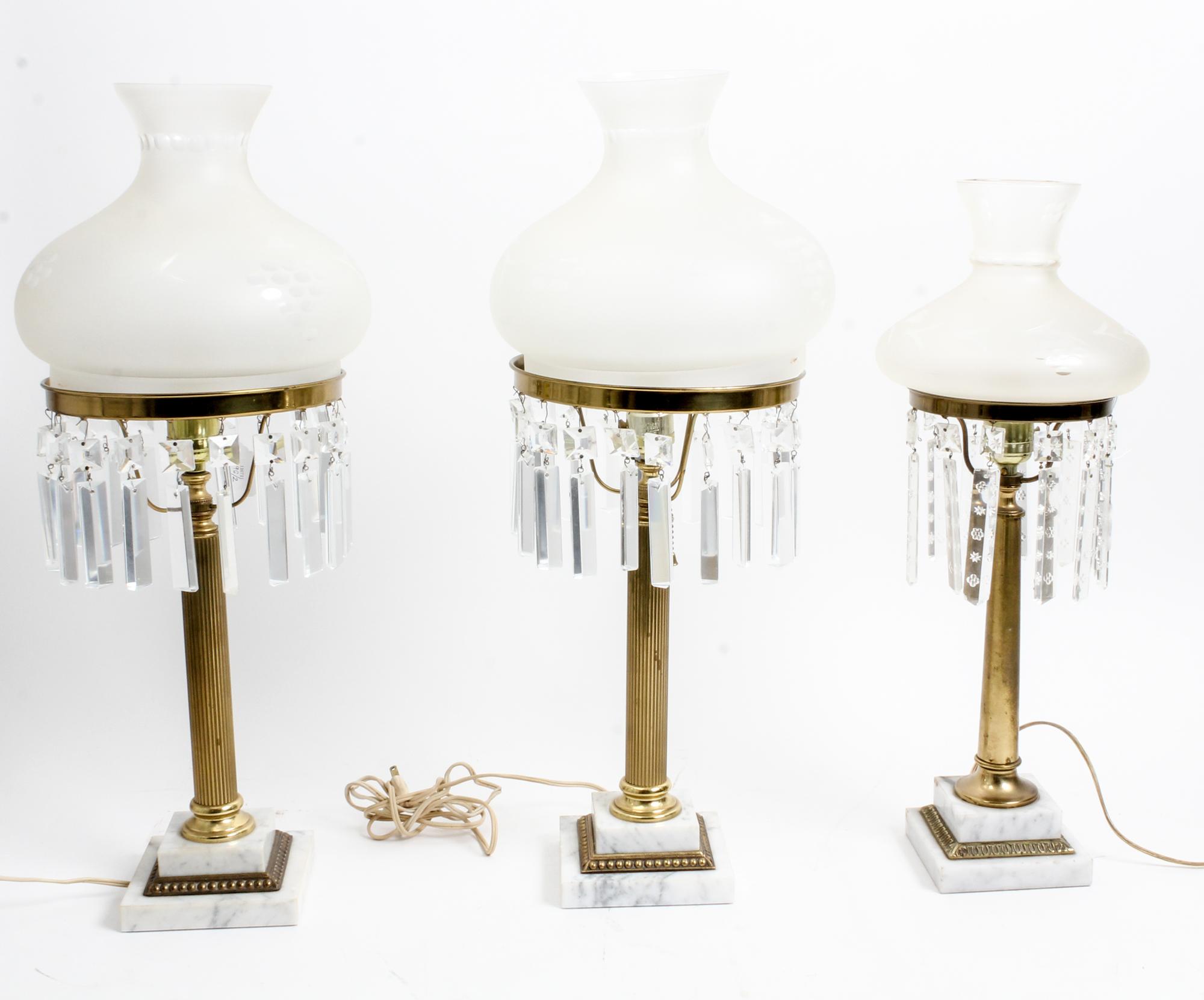 A Group of Six Gilt Metal and Marble Table Lamps Height of tallest 18 3/4 inches. — 20TH CENTURY