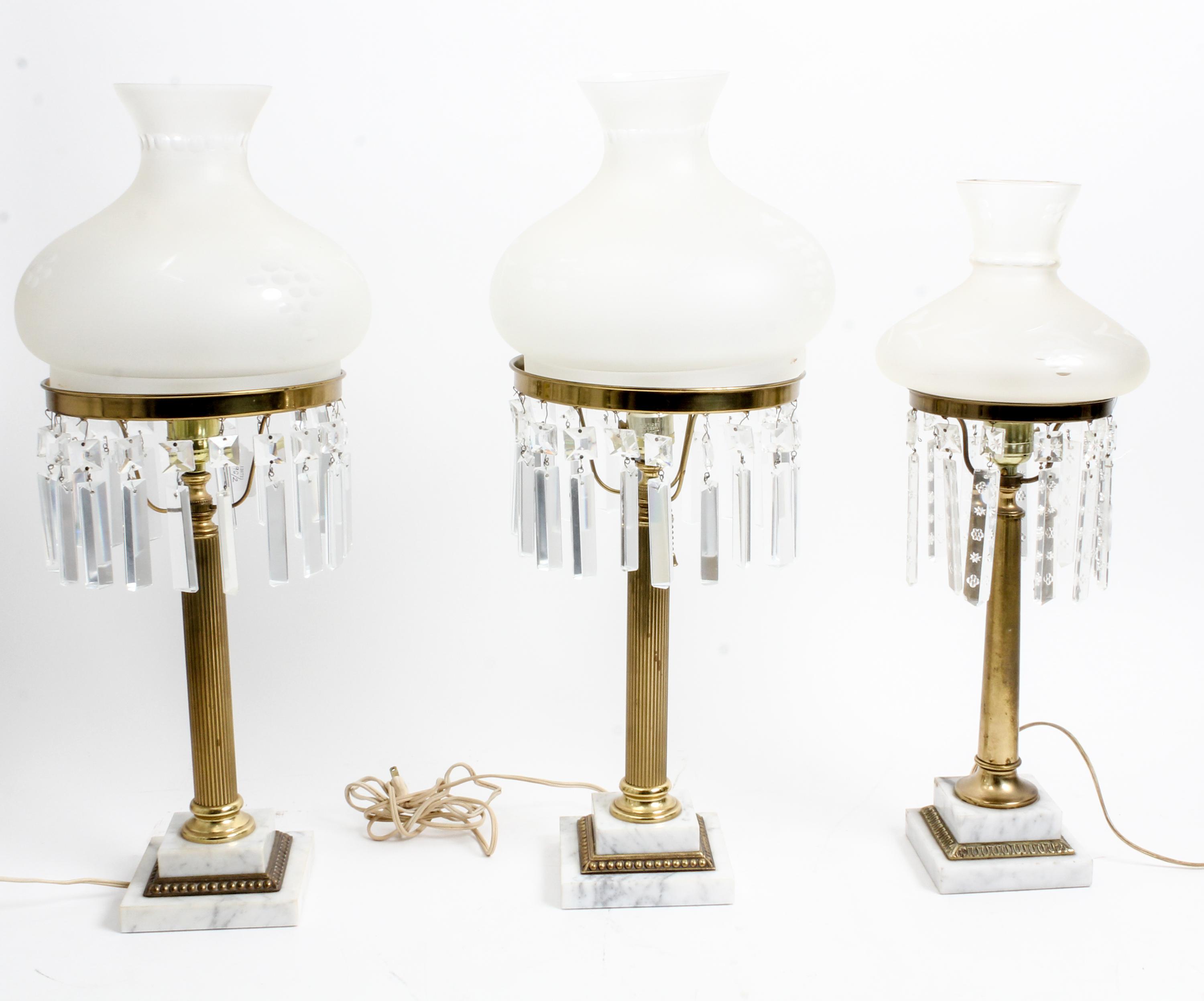 A Group of Six Gilt Metal and Marble Table Lamps Height of tallest 18 3/4 inches. — 20TH CENTURY