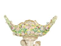 A German Porcelain Centerpiece With Oval Basket — 19th Century