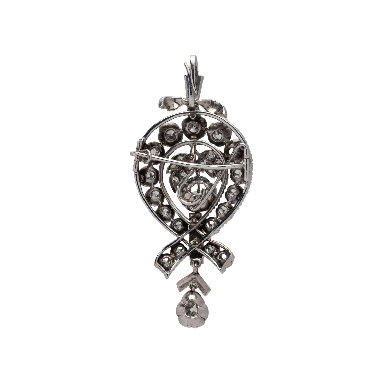 VICTORIAN, DIAMOND PENDANT/BROOCH NECKLACE