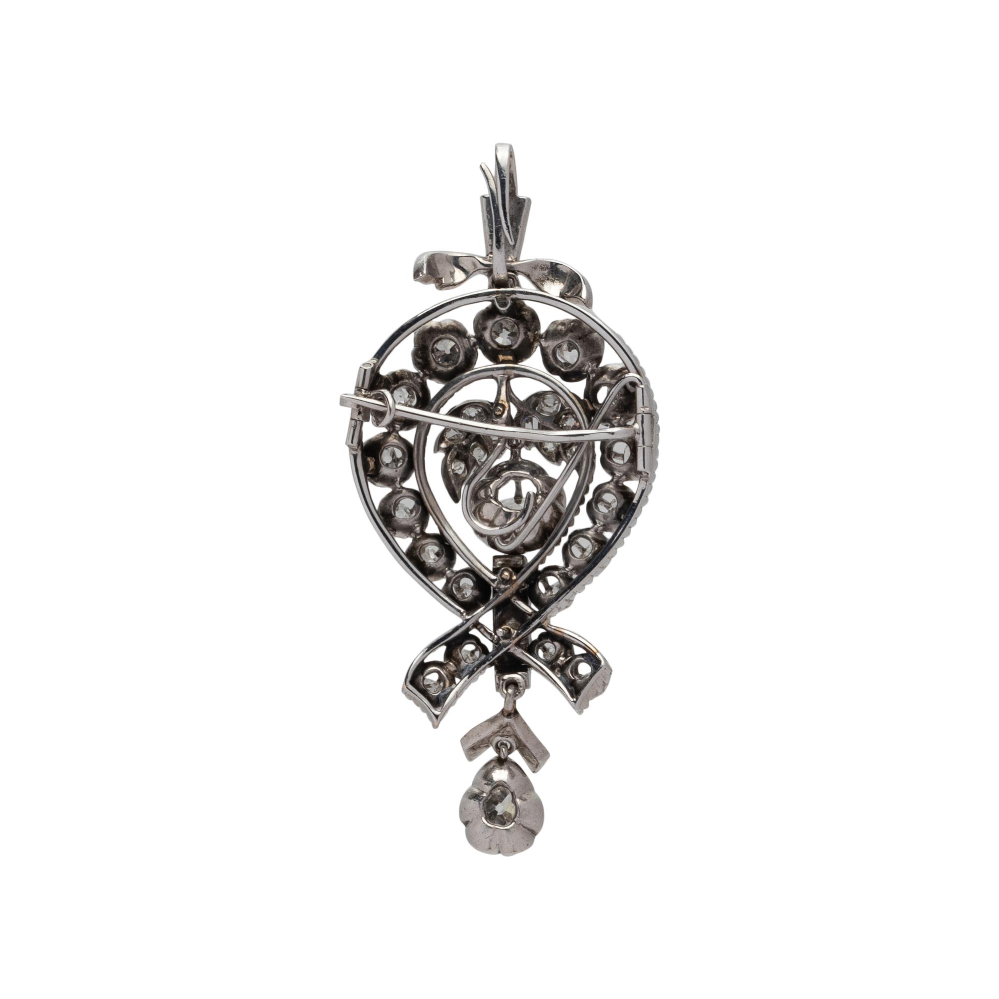 VICTORIAN, DIAMOND PENDANT/BROOCH NECKLACE