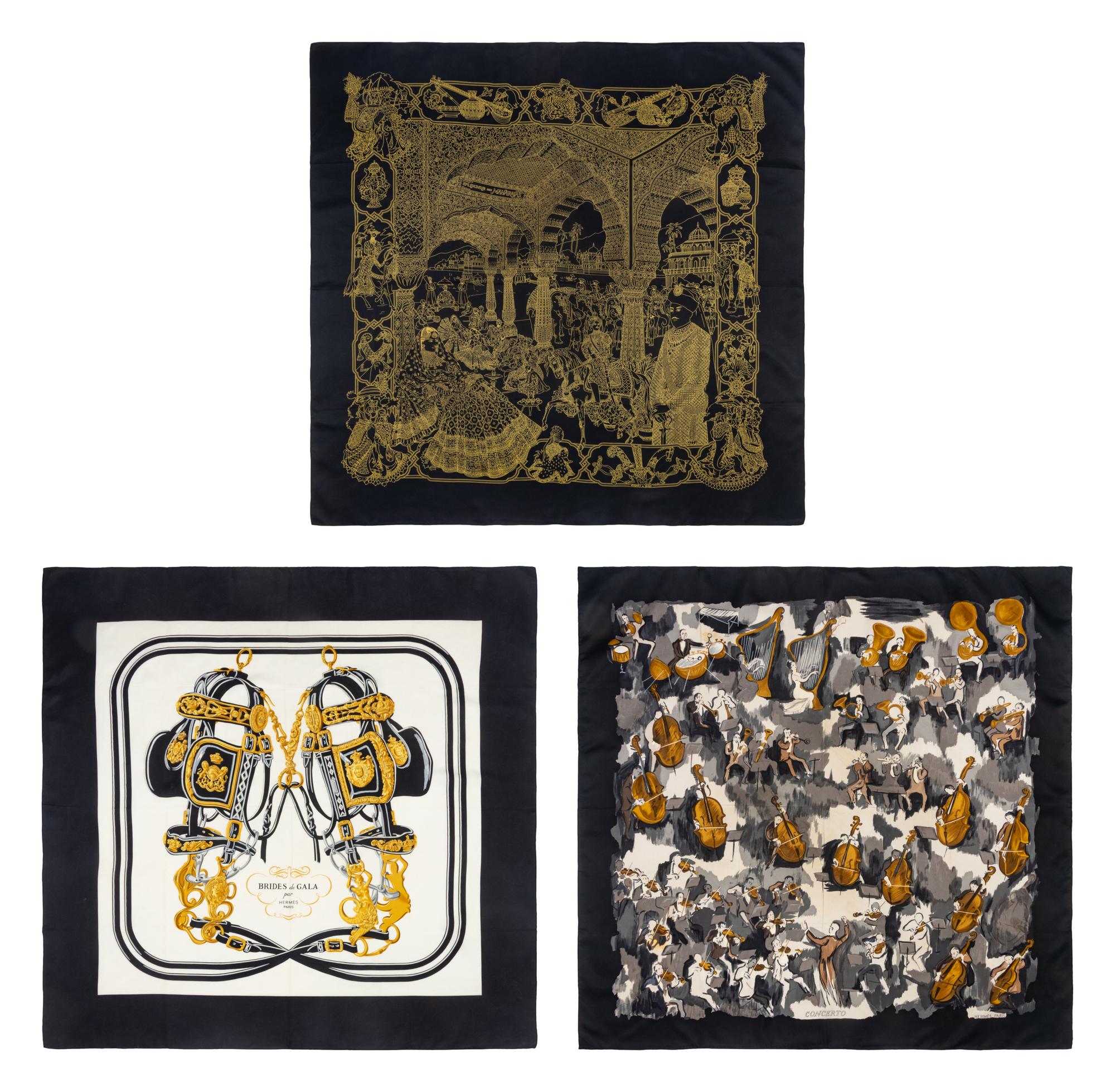 Hermès, Three Silk Scarves