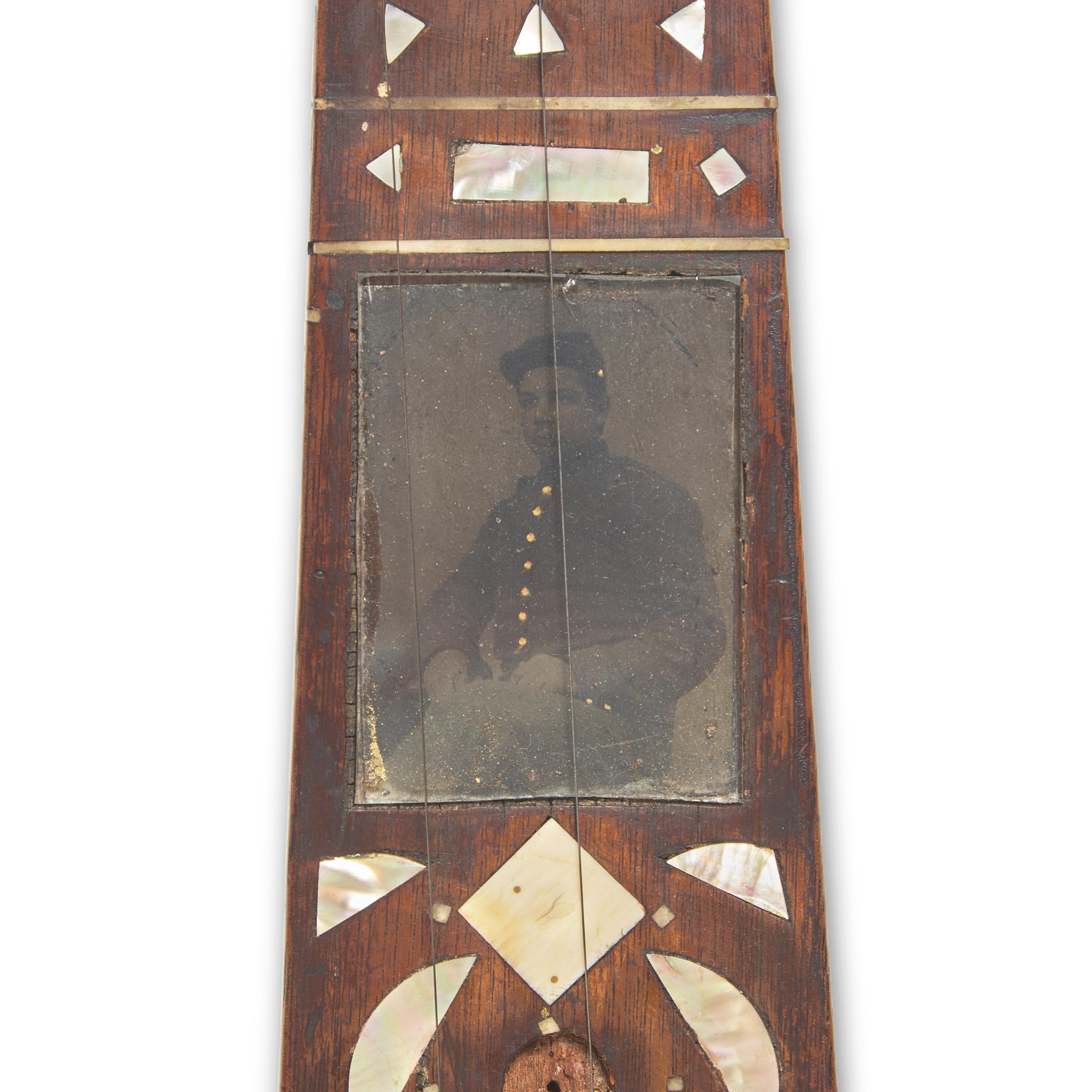 An American Primitive Mother of Pearl and Tin-Type Inset Banjo