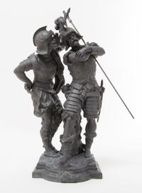 A Continental Cast Metal Figural Group Height 18 inches.