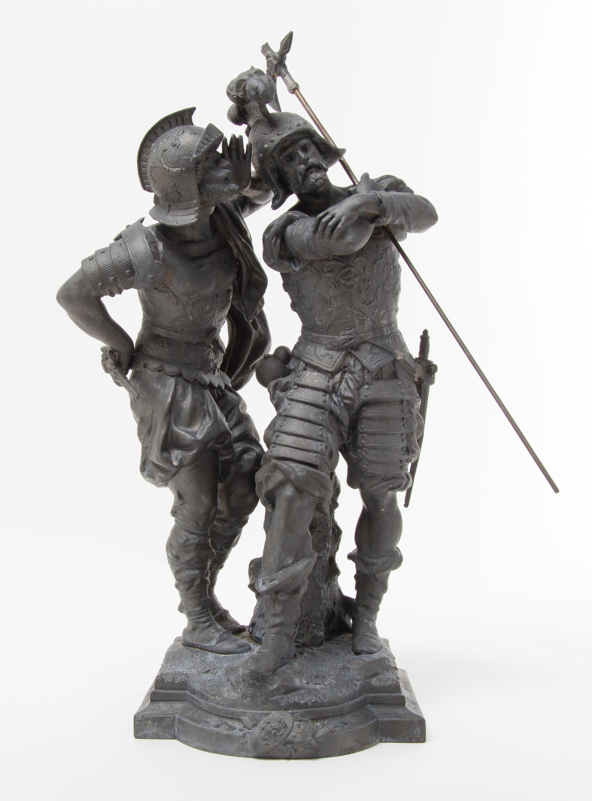 A Continental Cast Metal Figural Group Height 18 inches.