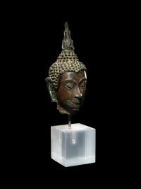 A Thai Bronze Head of Buddha