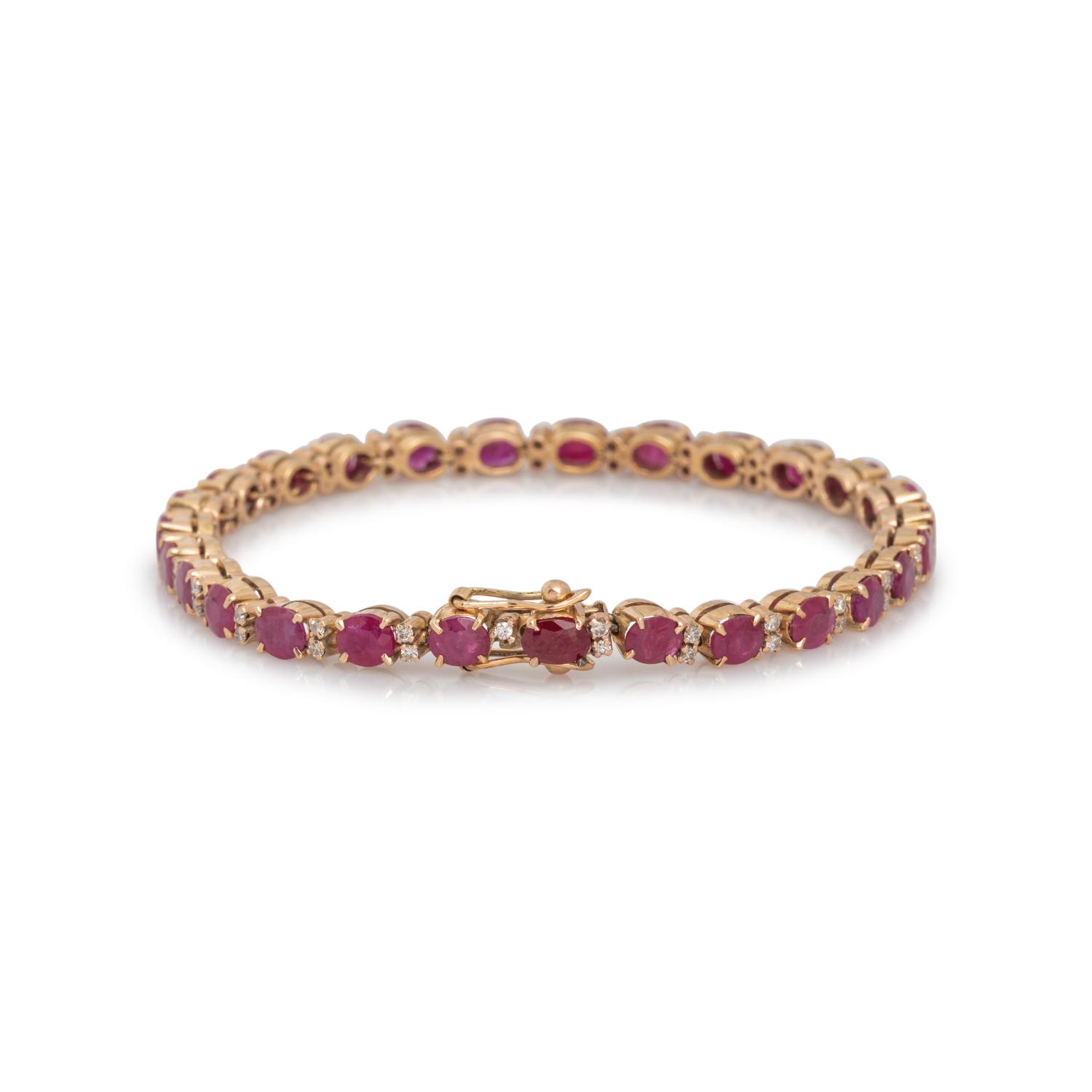 YELLOW GOLD, RUBY AND DIAMOND BRACELET