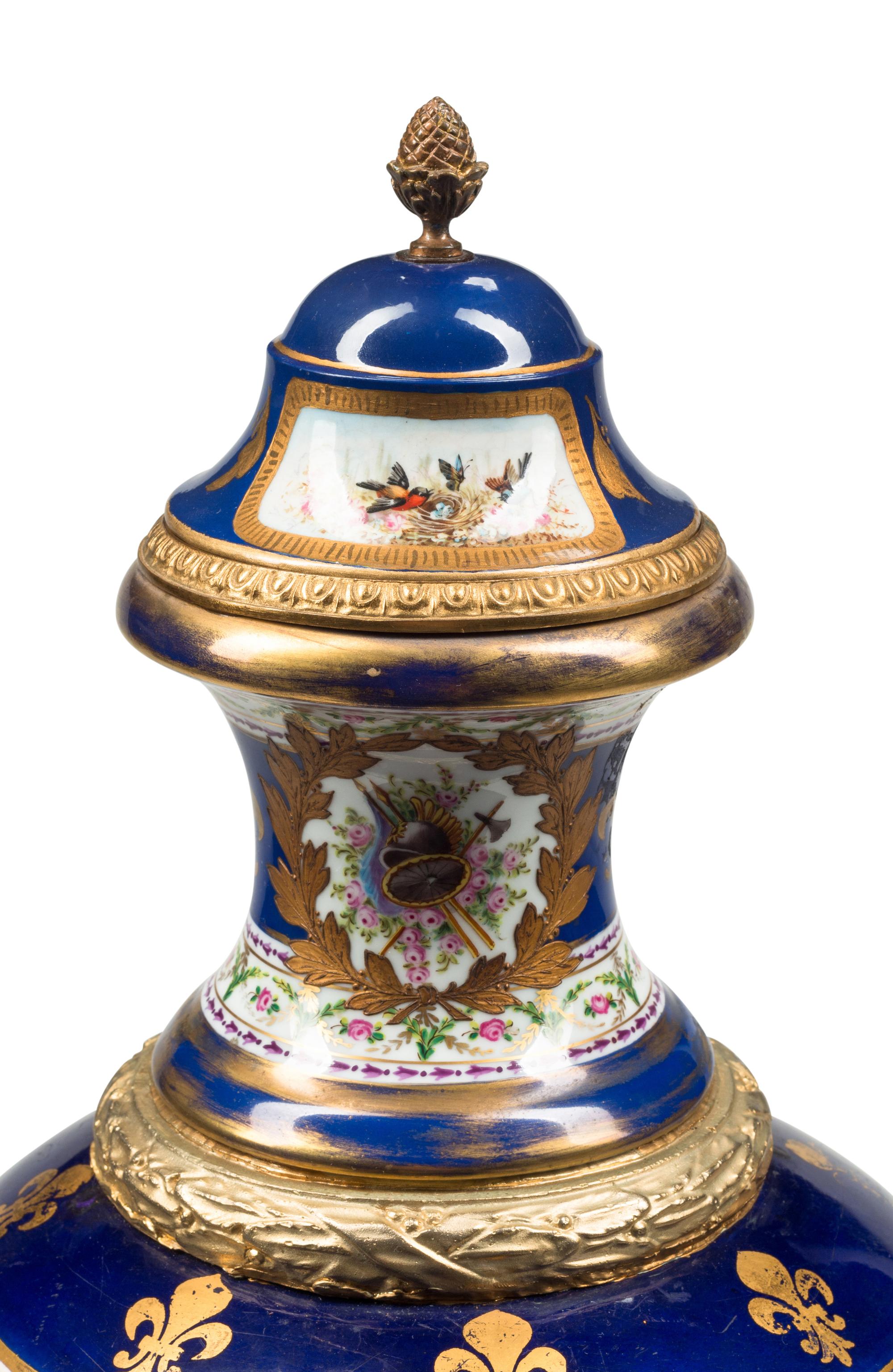 A Gilt Bronze Mounted Sèvres Style Porcelain Vase and Cover