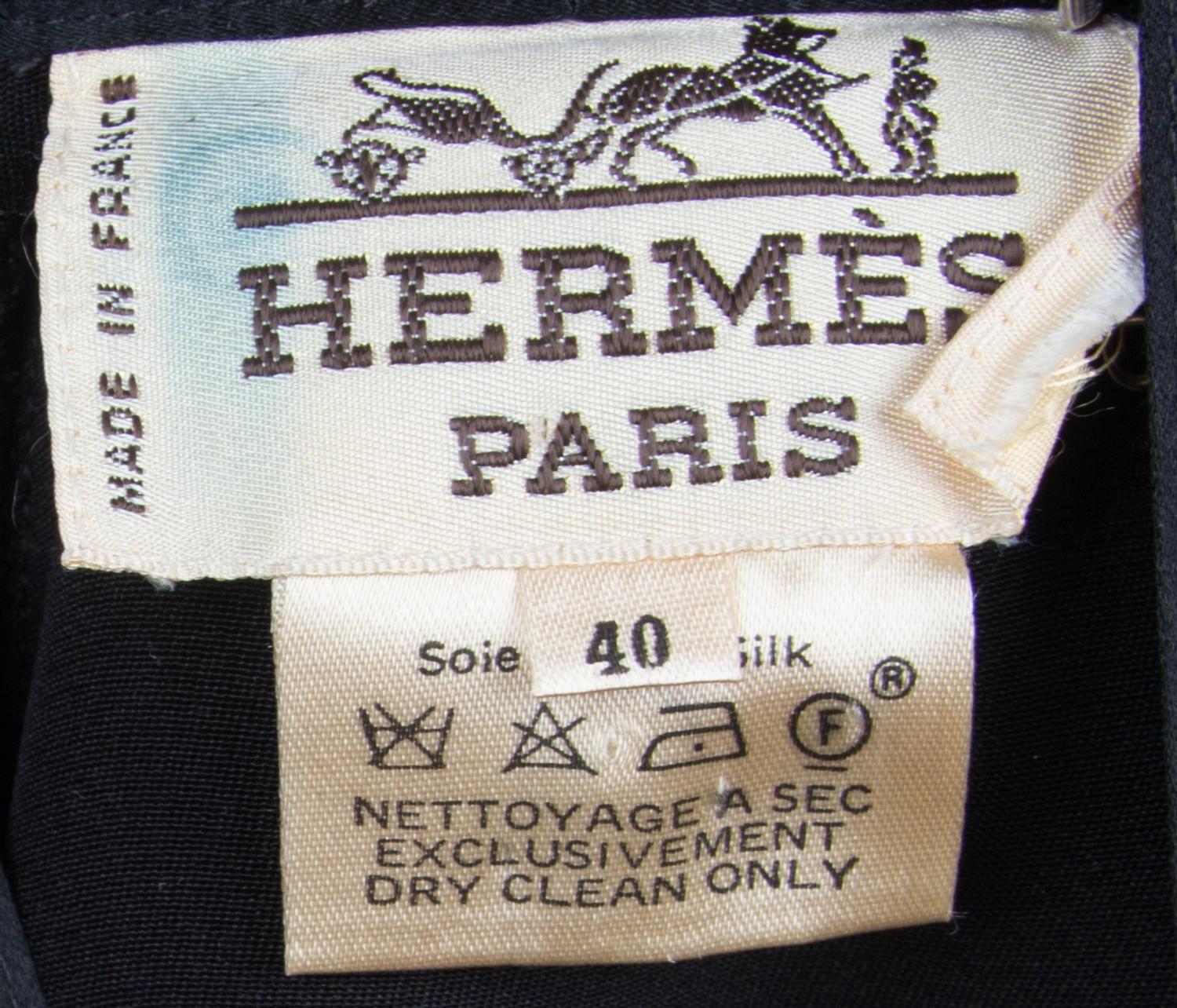 An Hermes Black Silk Kimono, Size 40.