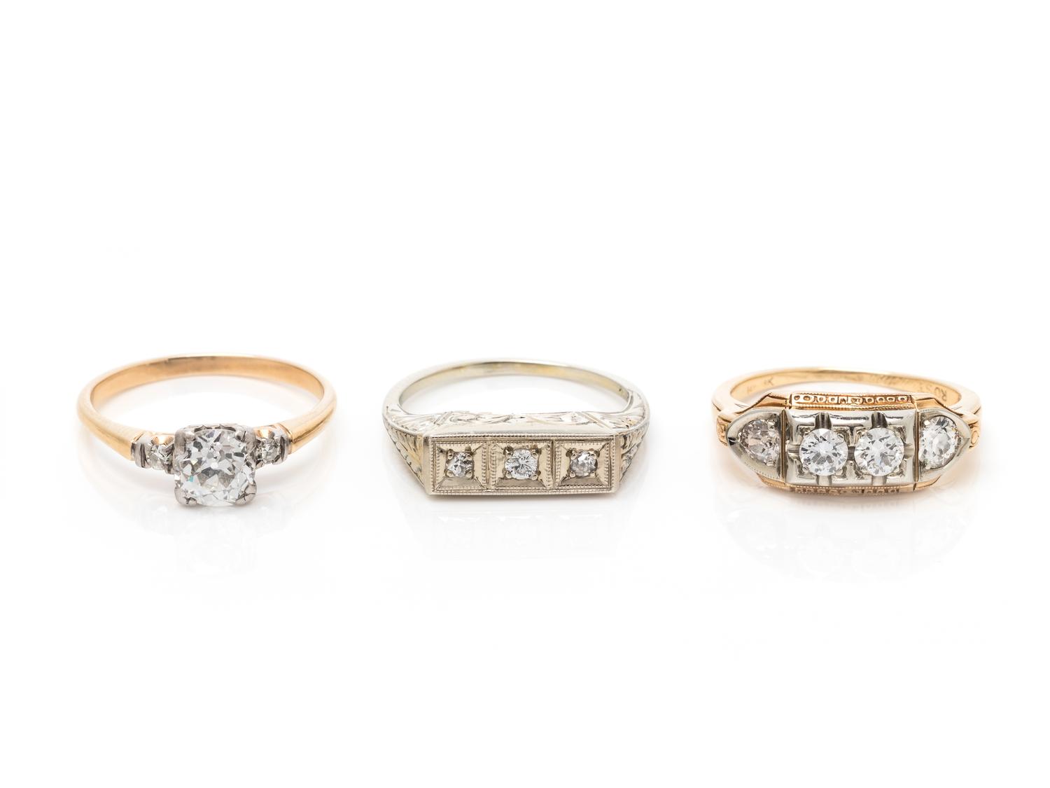COLLECTION OF GOLD AND DIAMOND RINGS