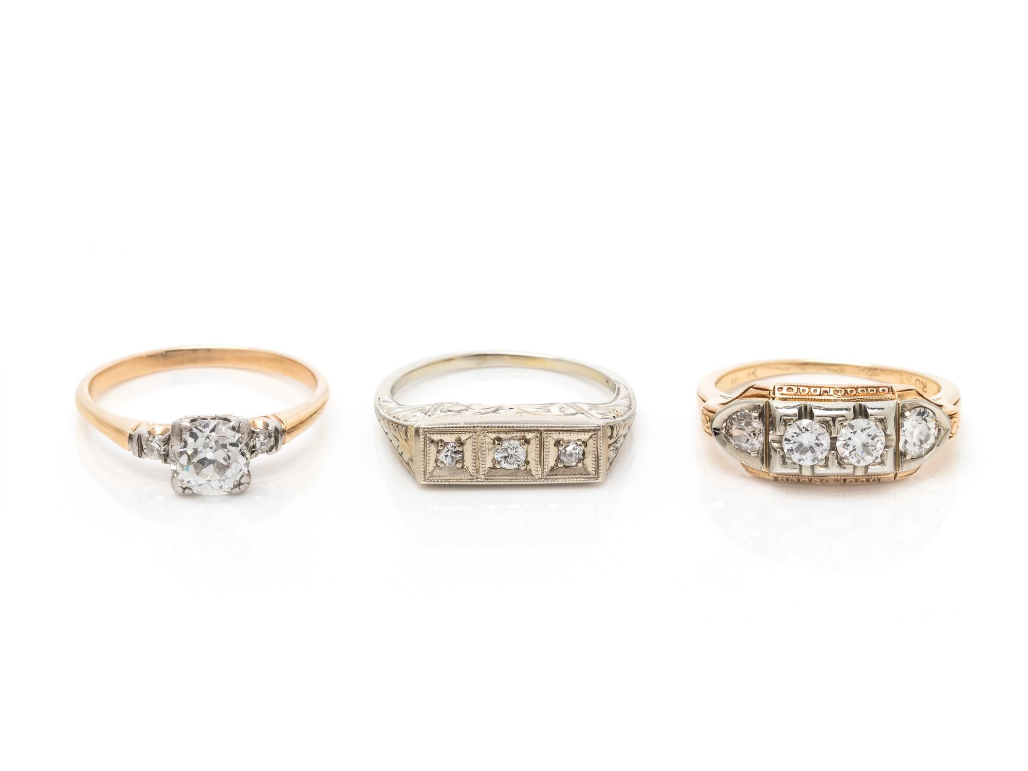 COLLECTION OF GOLD AND DIAMOND RINGS