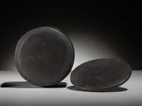 Carved Blackware Pottery Container, with Lid