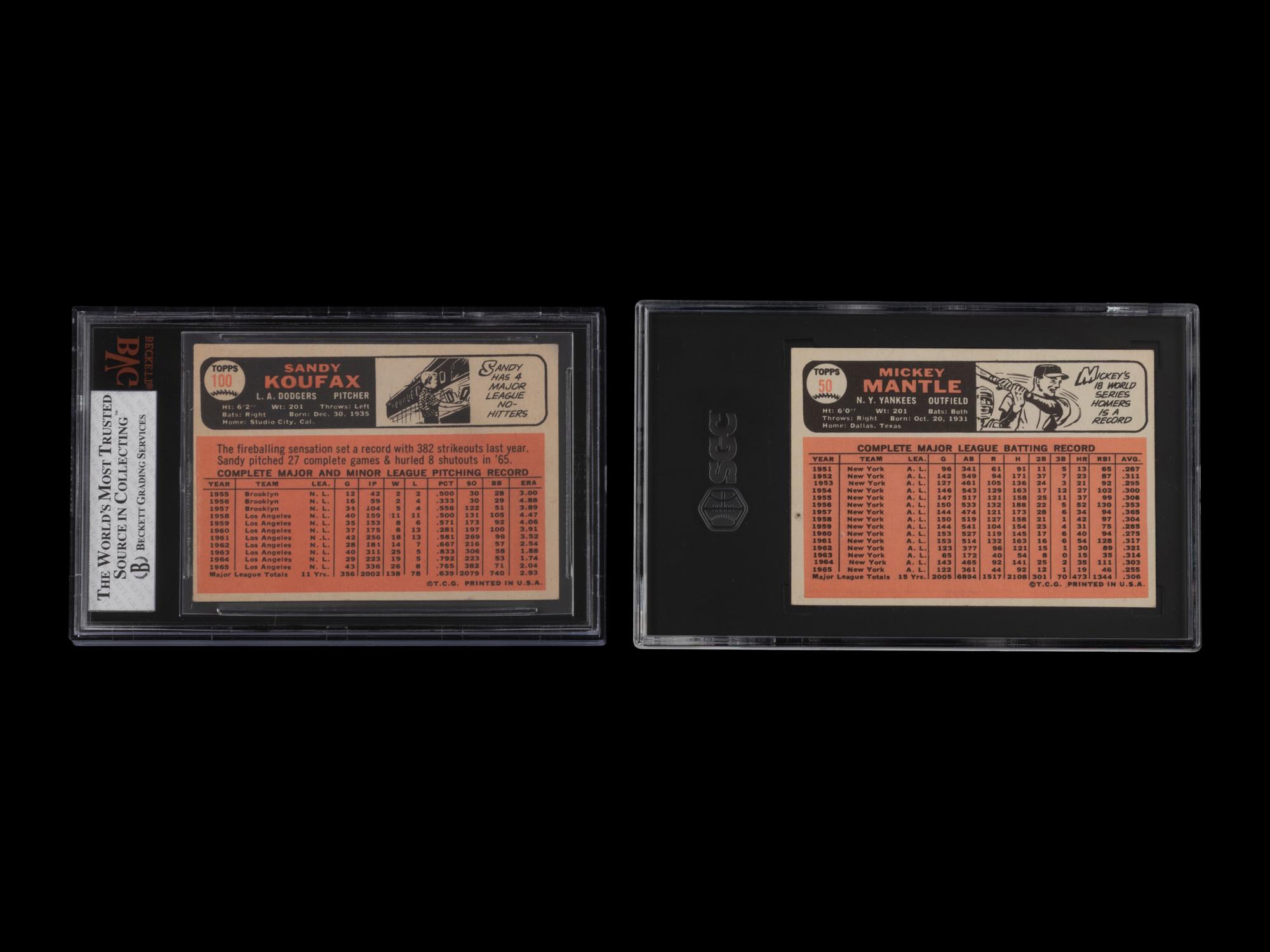 A Group of Graded 1966 Topps Baseball Cards (Including Mickey Mantle and Sandy Koufax),
