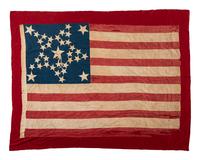 [FLAGS] -- [CIVIL WAR]. 35-star "Great Star" pattern flag identified as the Colors of Company A, 61st Pennsylvania Regiment, previously owned by the family of Lieutenant John Pollock, DOW following the Battle of Fair Oaks, Virginia.