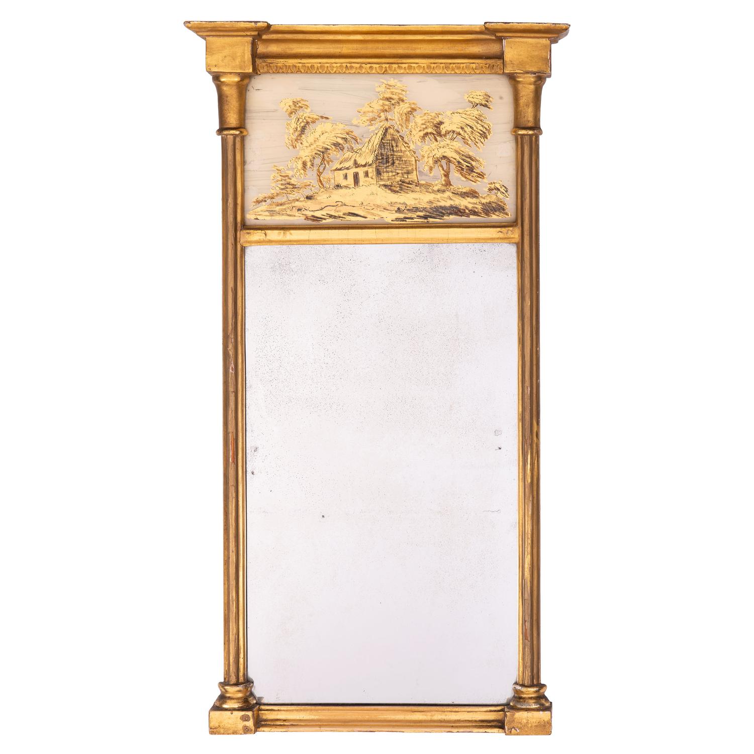 A Classical Giltwood and Eglomise Mirror