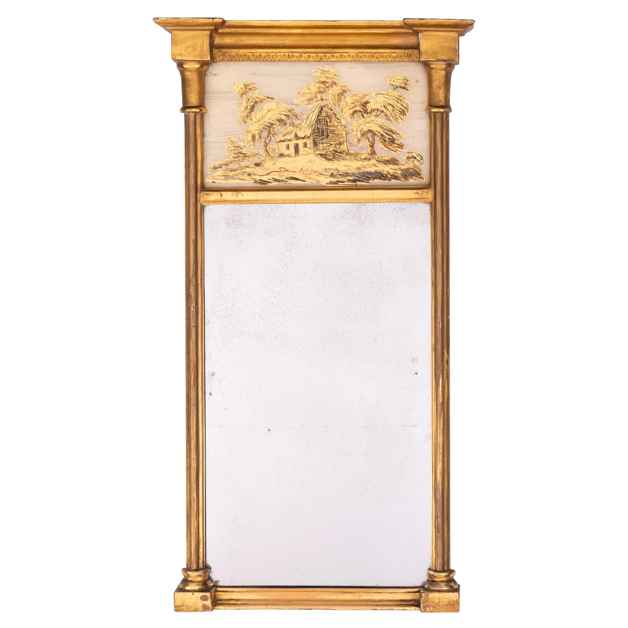 A Classical Giltwood and Eglomise Mirror