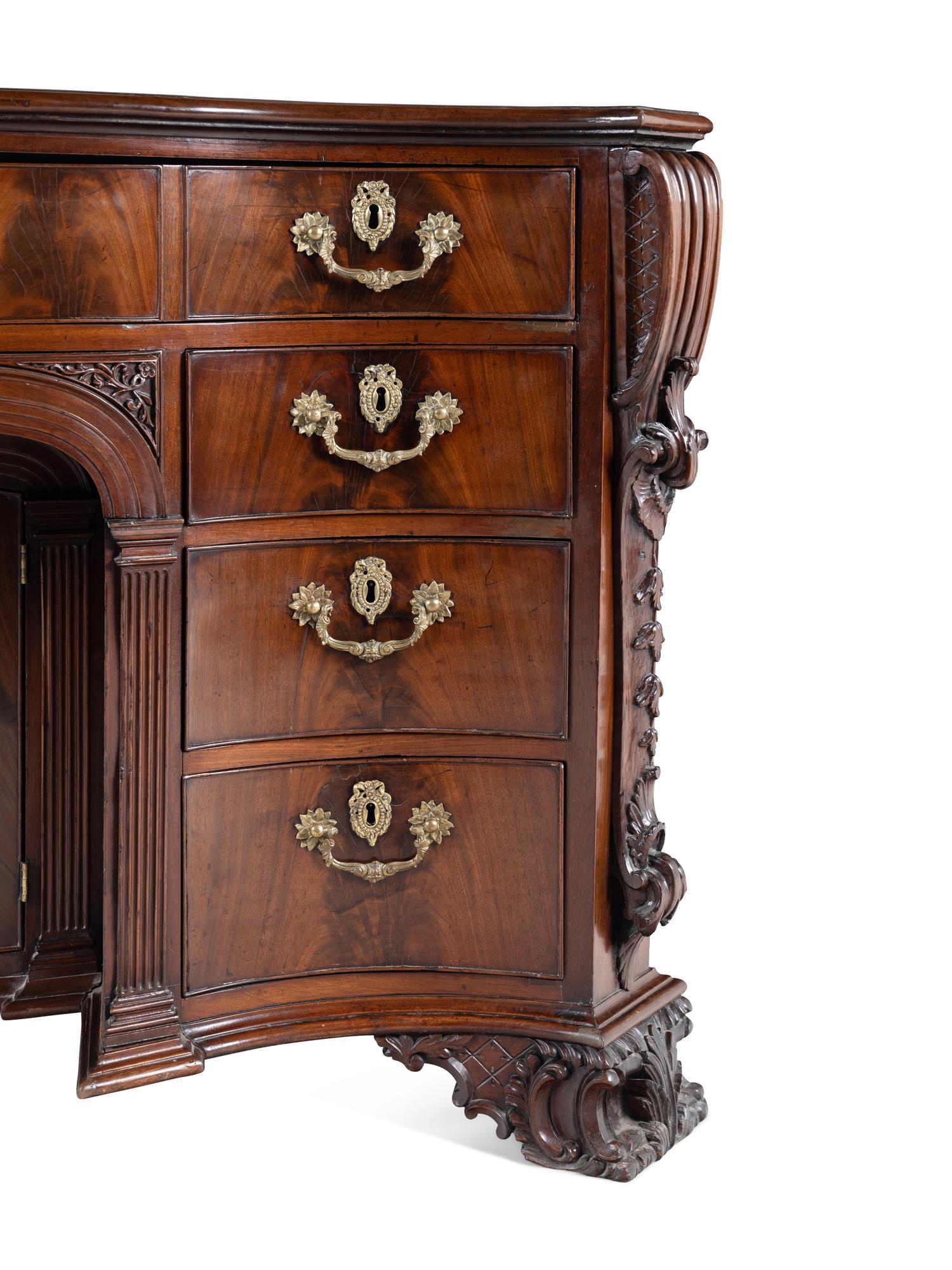 A George III Mahogany Knee-Hole Bureau