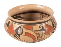 Polychrome Pottery Bowl, with Flared Rim