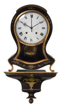 A Continental Gilt and Ebonized Bracket Clock Height 29 1/2 inches. — 19TH CENTURY