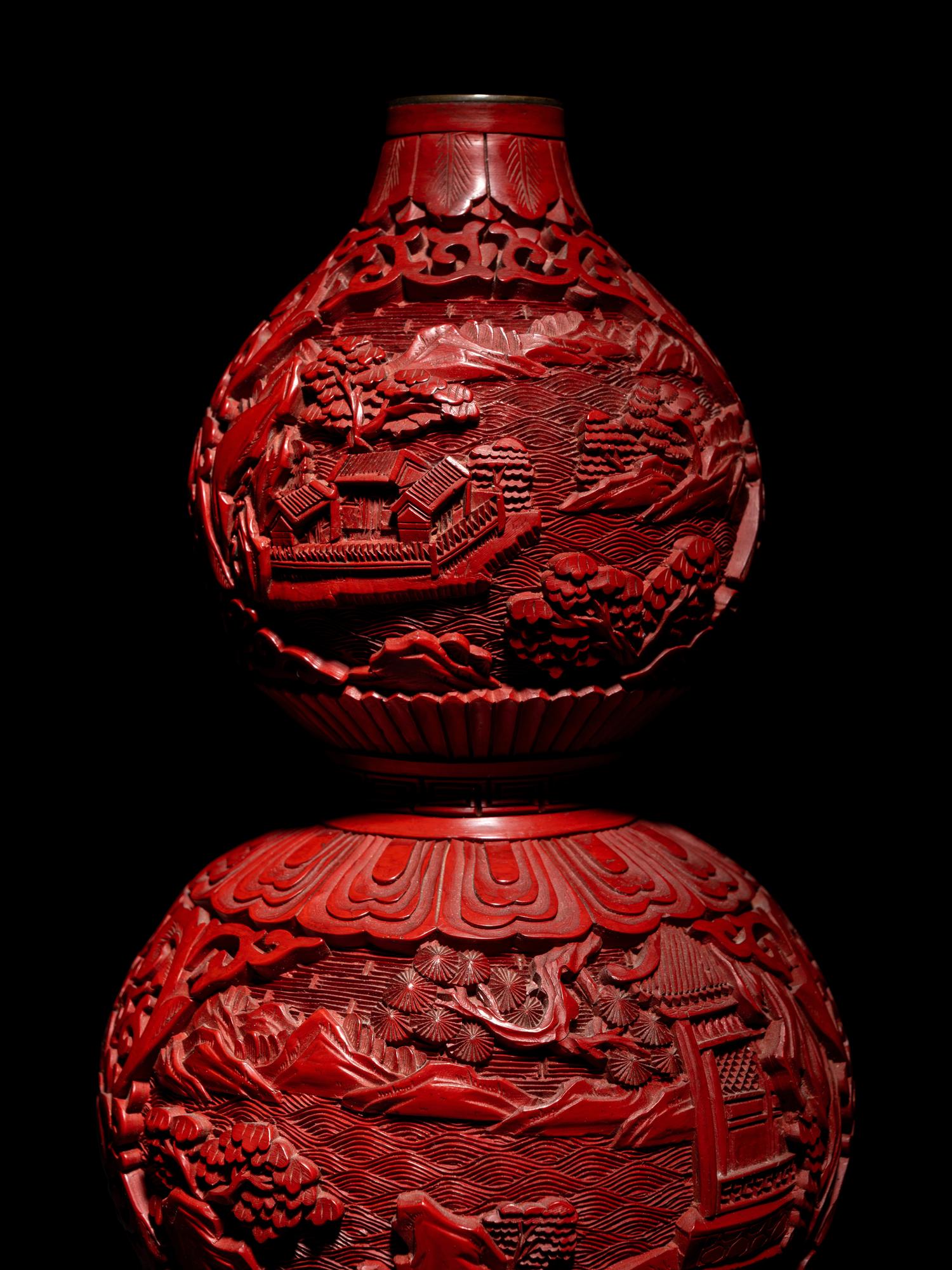 Three Pairs of Cinnabar Lacquer Vases