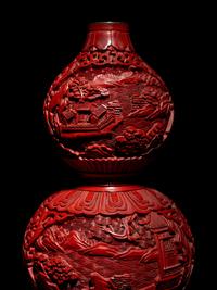 Three Pairs of Cinnabar Lacquer Vases