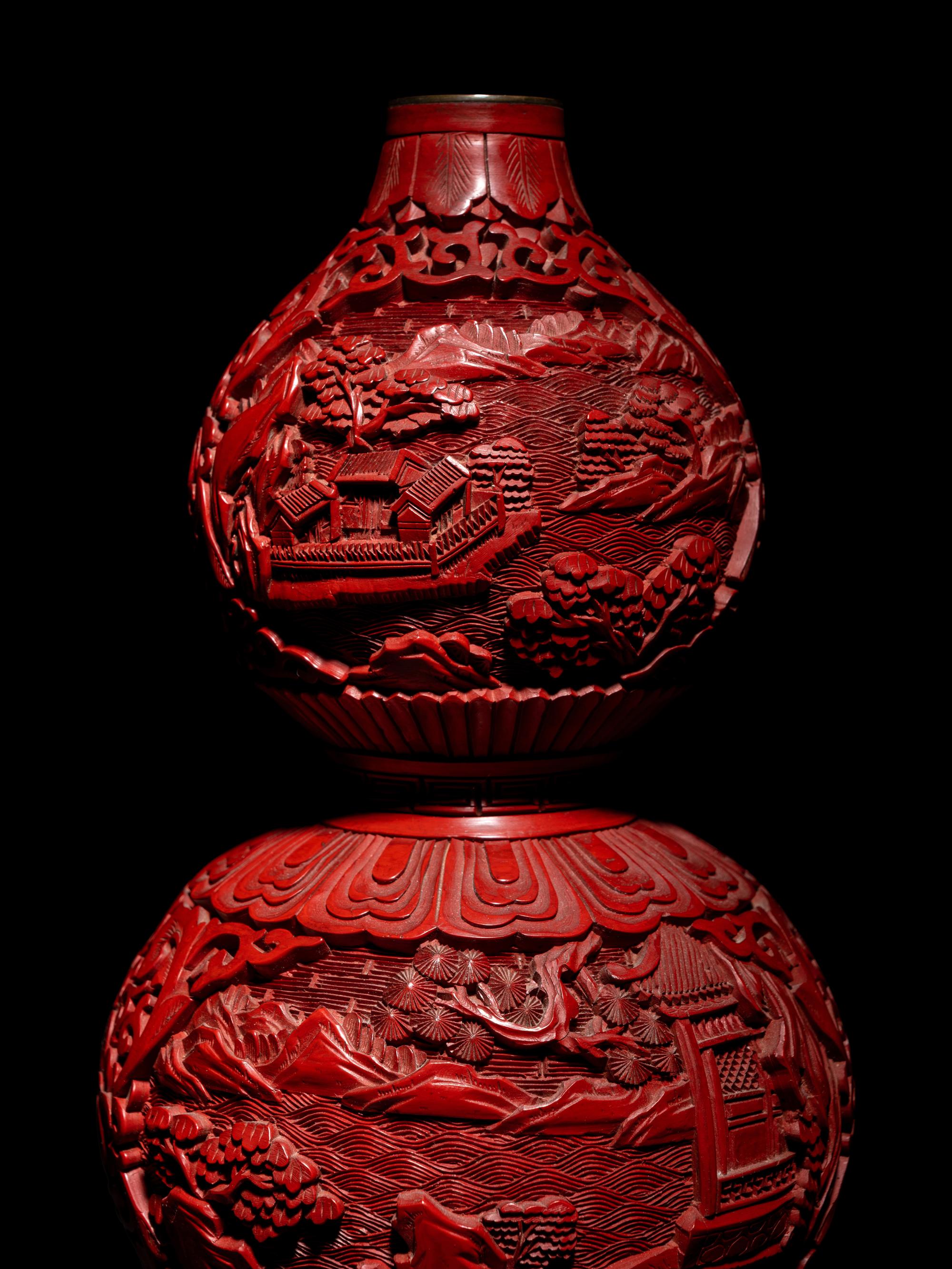 Three Pairs of Cinnabar Lacquer Vases