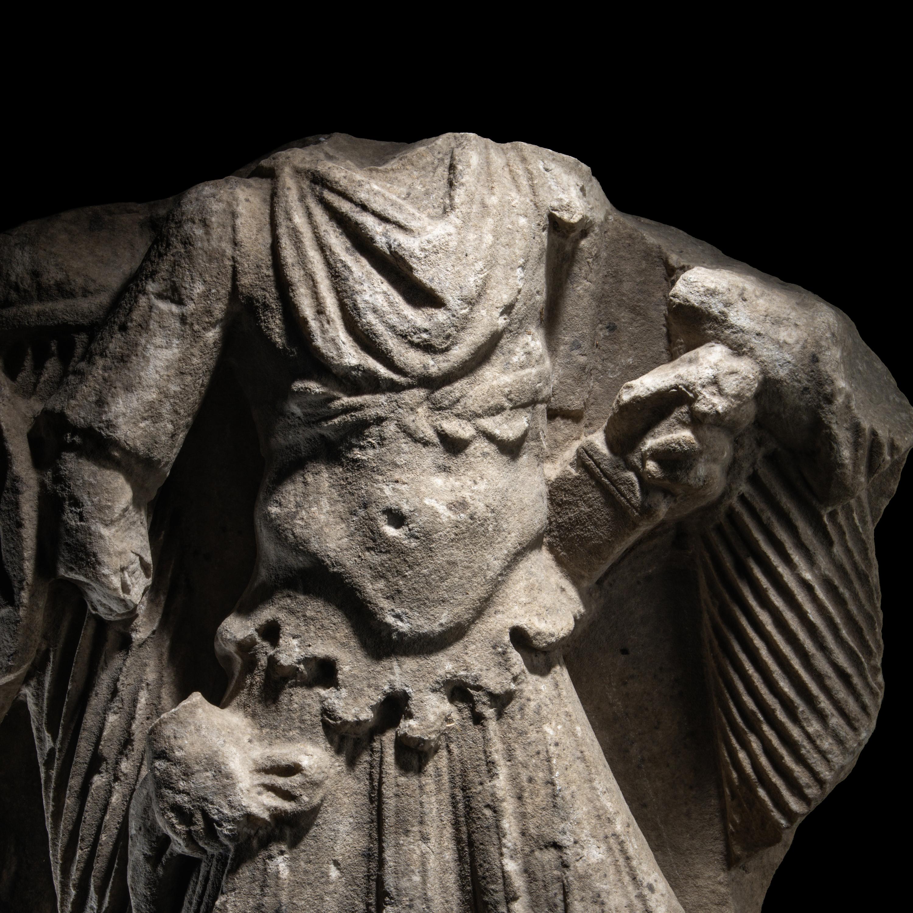 A Roman Marble Sarcophagus Fragment