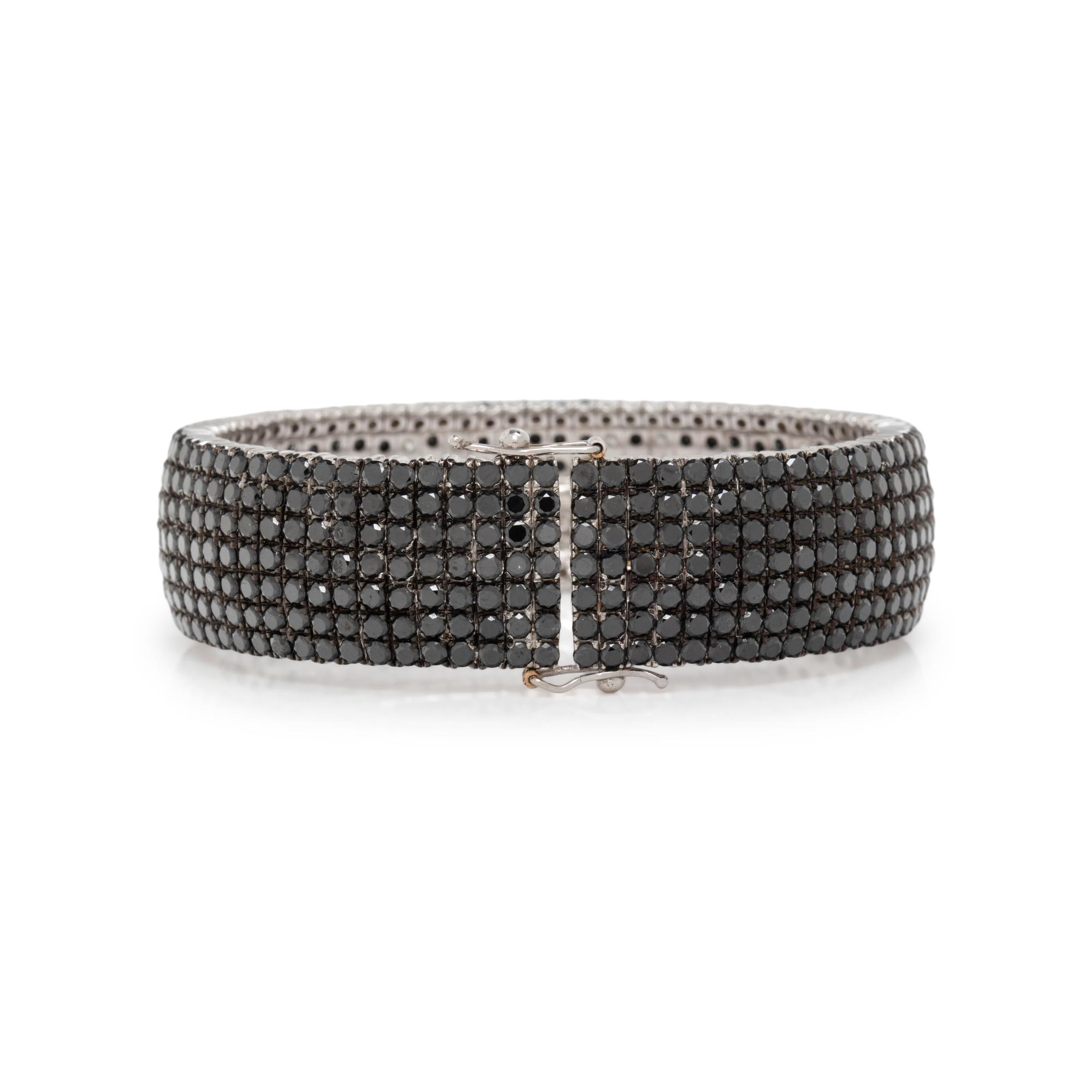 BLACK DIAMOND AND DIAMOND BANGLE BRACELET