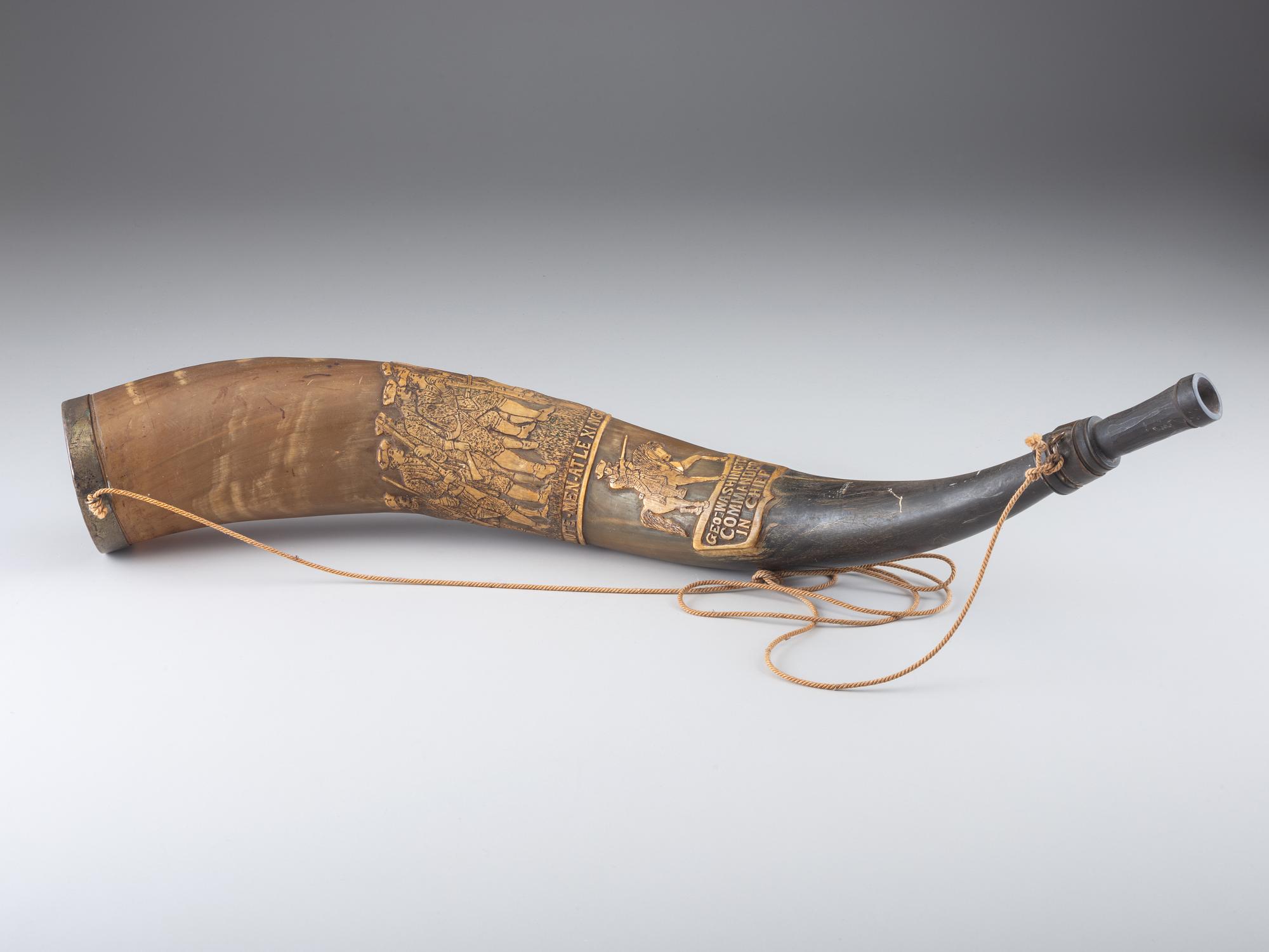 [REVOLUTIONARY WAR]. Mexican hunting horn commemorating the Battle of Lexington.