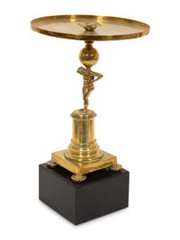 A French Brass Gong with Mallet Converted to a Side Table