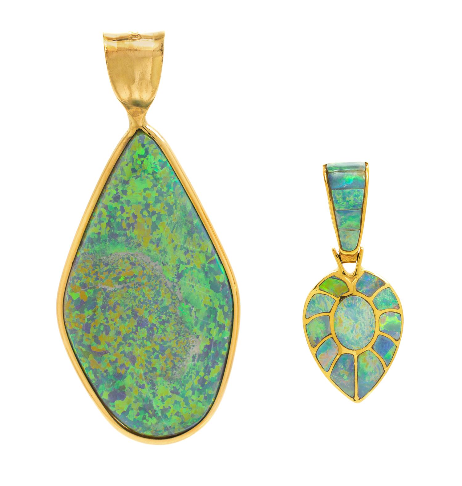 A Collection of Yellow Gold and Opal Pendants, 12.50 dwts.