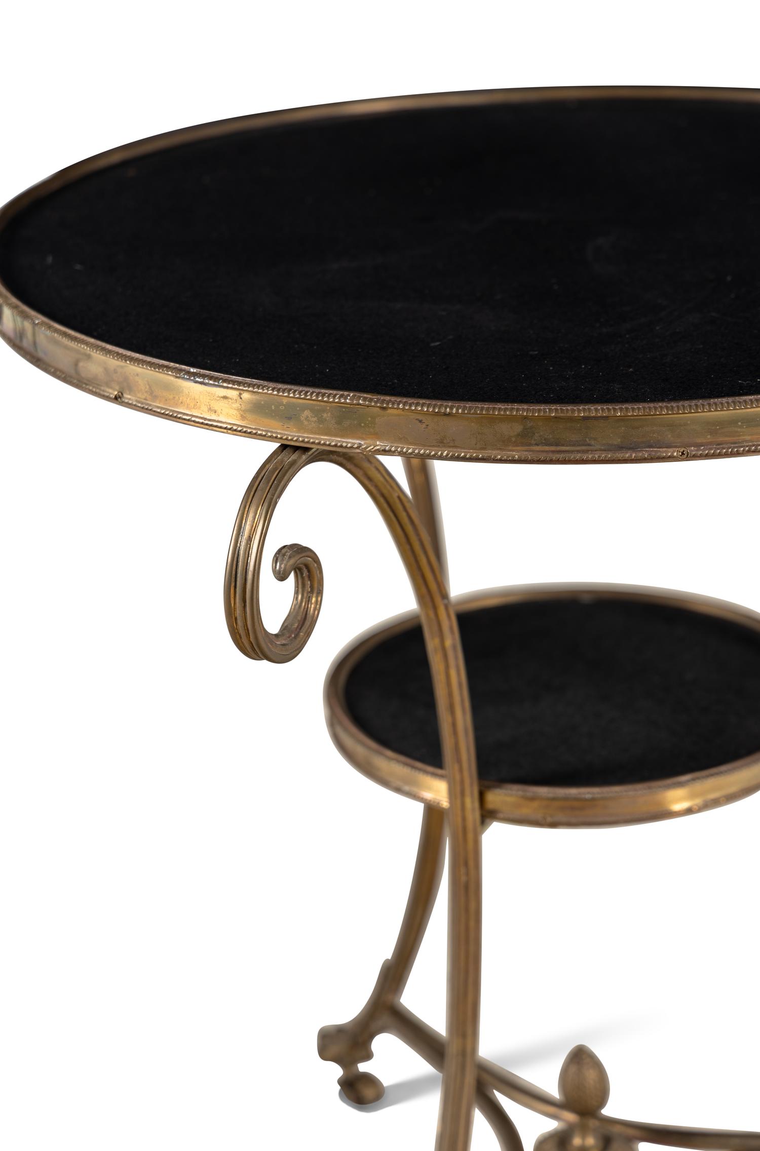 A Pair of French Gilt-Bronze and Black Marble Guéridons