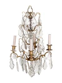 A French Gilt Metal and Cut Glass Four-Light Chandelier