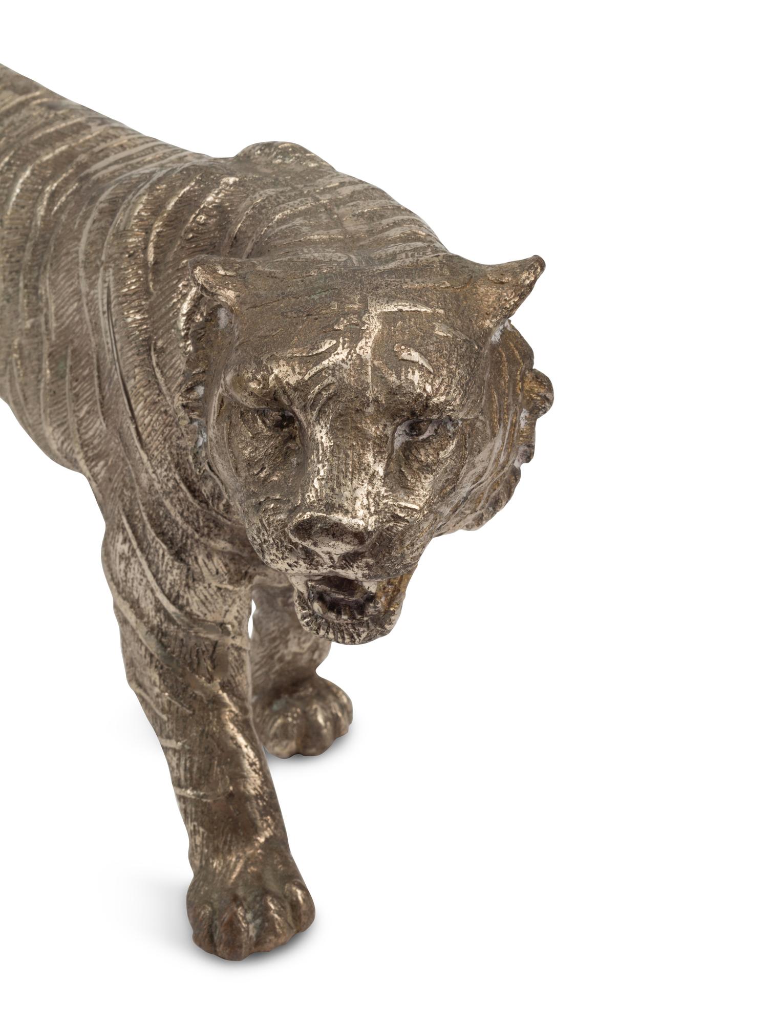 Two Silvered Bronze Models of Tigers