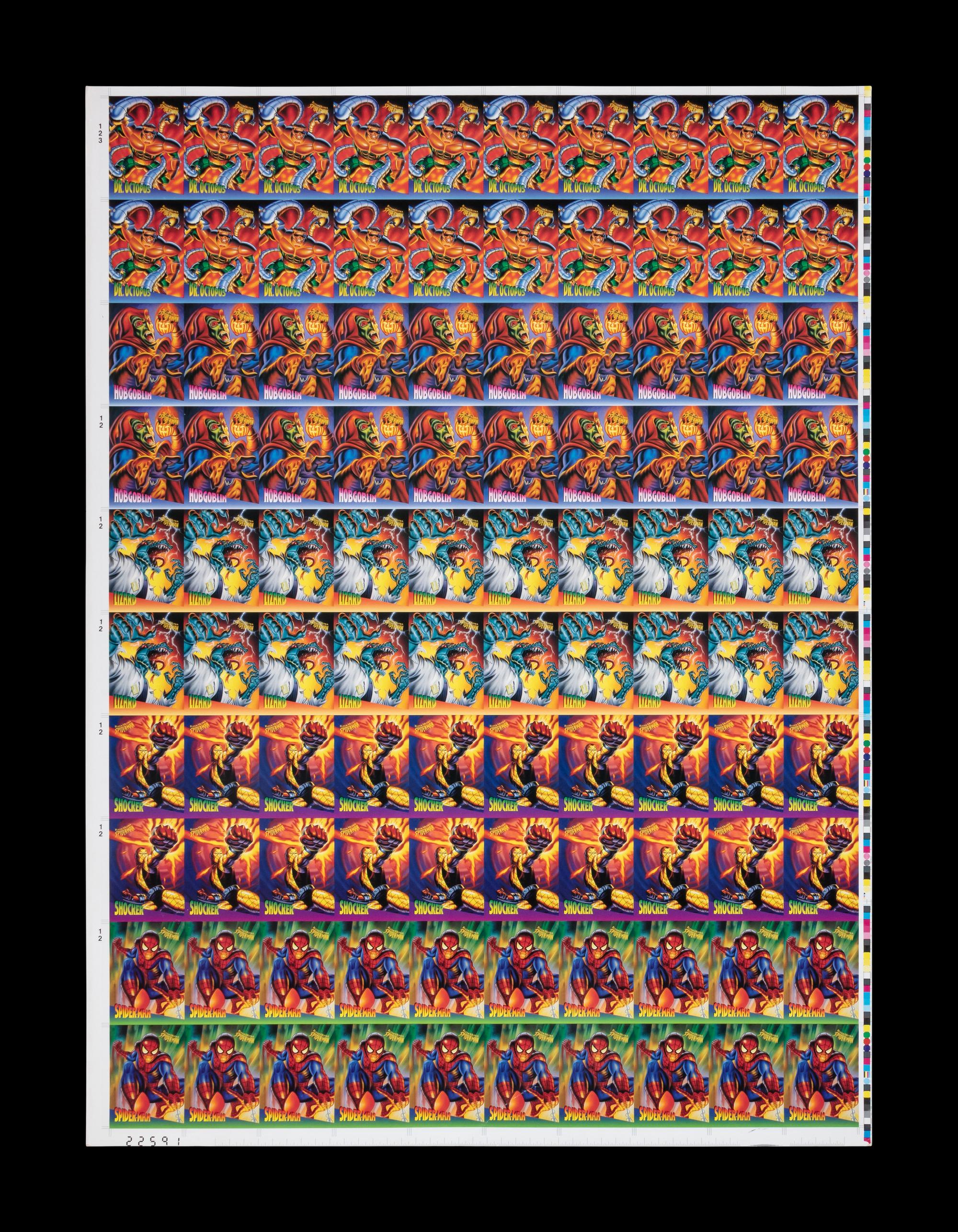 Two Uncut Sheets of 1995 Fleer Ultra Spider-Man Ralston Cereal Insert Cards (20 Sets Per Sheet)