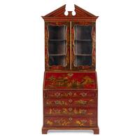 A George III Red-Japanned Bureau Bookcase
