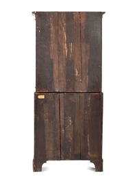 A George II Burl Walnut Slant Front Secretary Bookcase