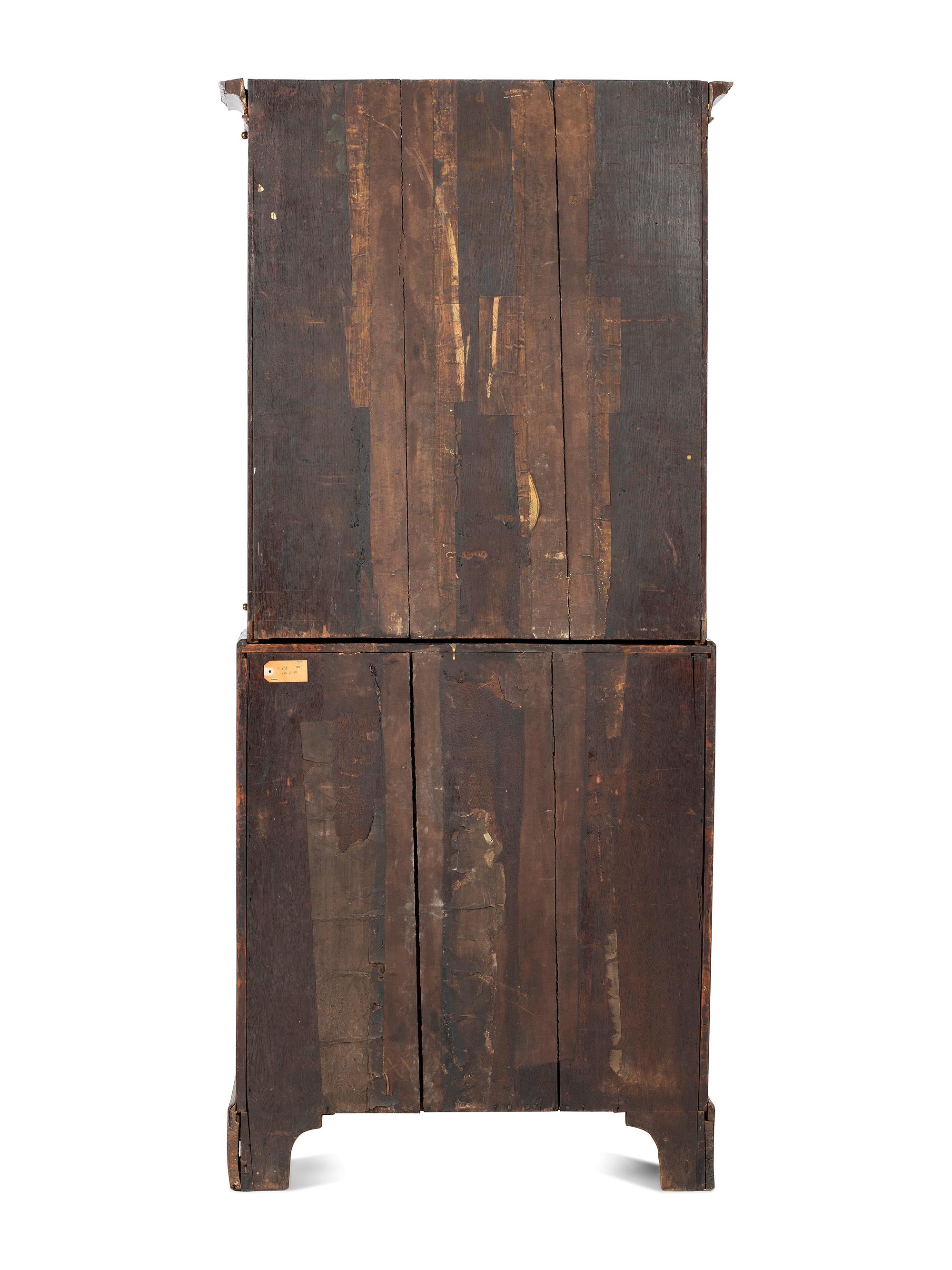 A George II Burl Walnut Slant Front Secretary Bookcase