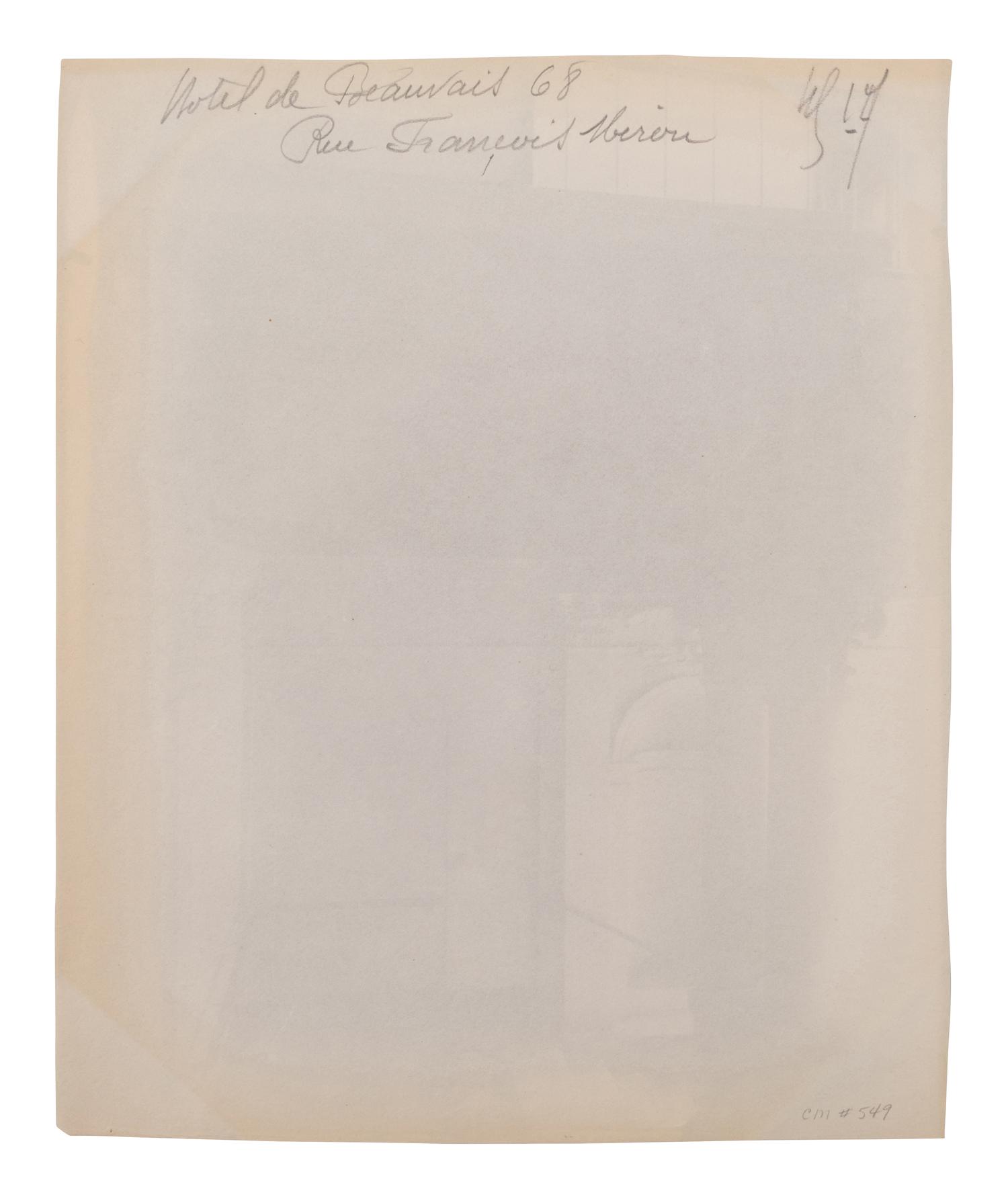 A group of four photographs (Hôtel de Beauvais, 68 rue François Miron , 1902; [Hôtel de Lauzun, quai d'Anjou] , 1905; Hôtel d'Argouges de Lyon, rue Séguier 16 , 1900; Plessis Piquet [Entrée pittoresque, Châtillon] , 1921)
