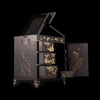 Two Inlaid Black Lacquer Table Chests