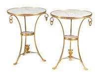 A Pair of French Neoclassical Style Gilt Bronze Two-Tier Tables