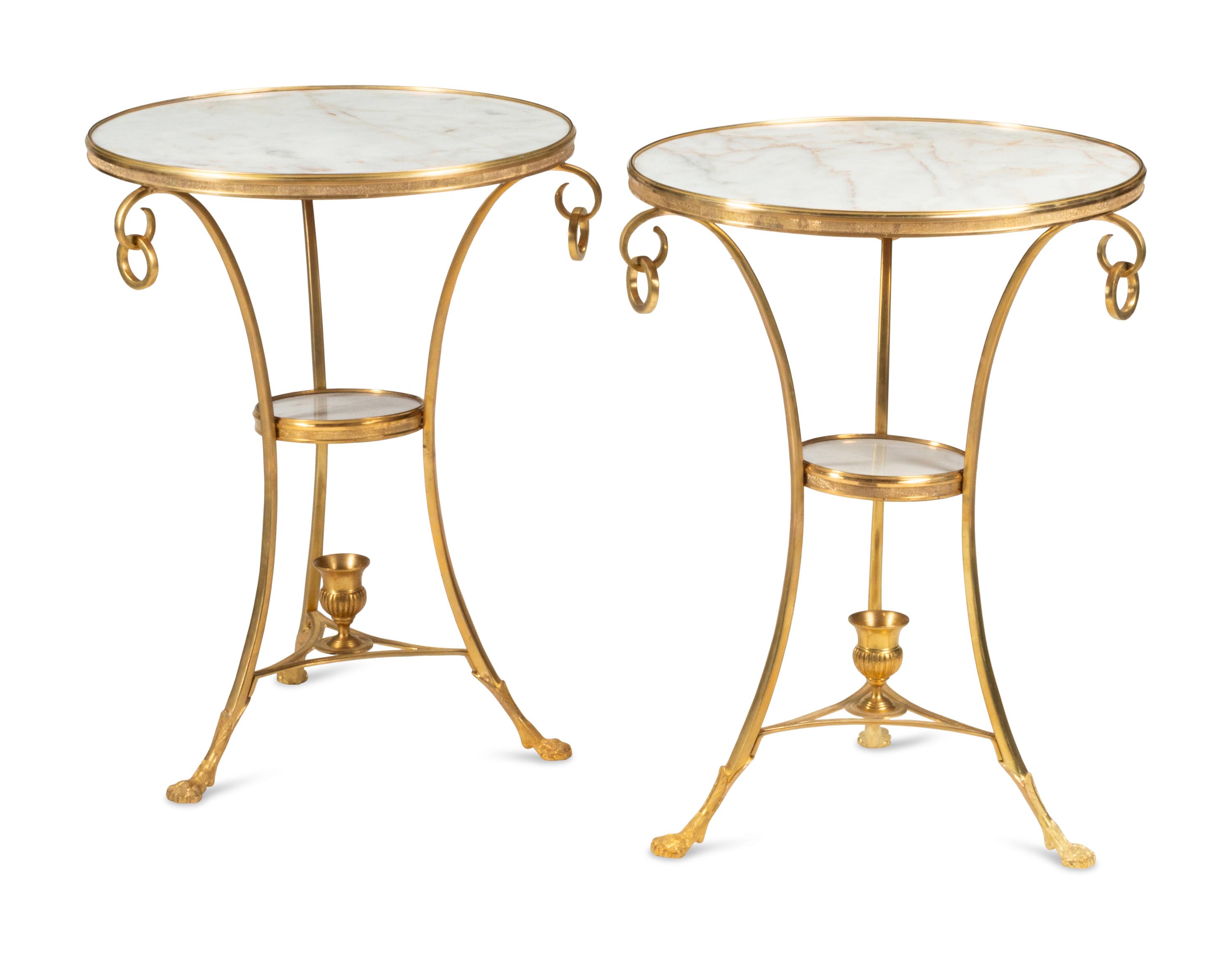 A Pair of French Neoclassical Style Gilt Bronze Two-Tier Tables